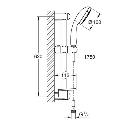 Душевой гарнитур Grohe Tempesta New 100 27926001 хром Душевой гарнитур Grohe Tempesta New 100 27926001 хром