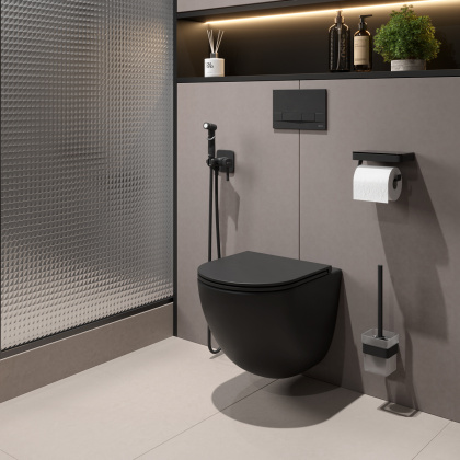 Унитаз Lemark GLAZER подвесной, безободковый с сиденьем микролифт, смыв вихревой Торнадо 3.0,черный матовый Унитаз Lemark GLAZER подвесной, безободковый с сиденьем микролифт, смыв вихревой Торнадо 3.0,черный матовый