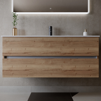 Тумба подвесная SANCOS Urban 1190х450х550, c двумя ящиками оснащенными доводчиками, дуб галифакс натуральный , арт. UR120-1EG Тумба подвесная SANCOS Urban 1190х450х550, c двумя ящиками оснащенными доводчиками, дуб галифакс натуральный , арт. UR120-1EG