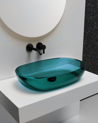 Раковина накладная прозрачная ABBER Kristall AT2805Aquamarin бирюзовая Раковина накладная прозрачная ABBER Kristall AT2805Aquamarin бирюзовая