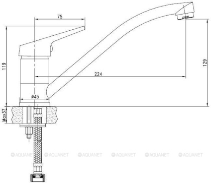 Смеситель для кухни Aquanet Round Handle SD90705 Смеситель для кухни Aquanet Round Handle SD90705