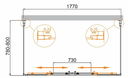 MOLVENO-AH-22-180/80-C-Cr-IV Душевой уголок