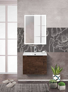 Тумба с раковиной подвесная с одним ящиком BelBagno ETNA 60 Rovere Moro, раковина белая Тумба с раковиной подвесная с одним ящиком BelBagno ETNA 60 Rovere Moro, раковина белая