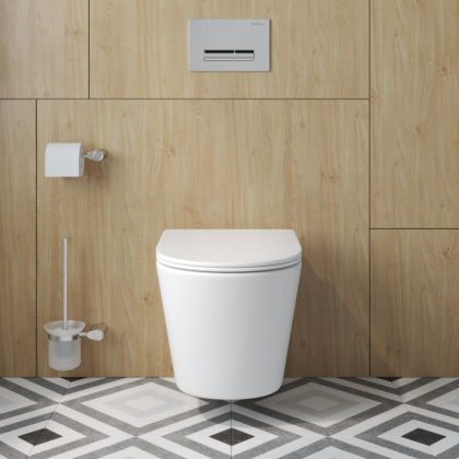 TRE-TOR Унитаз подвесной, безободковый, с системой смыва "Торнадо", с сиденьем soft close, BB5180CH-TOR/SC TRE-TOR Унитаз подвесной, безободковый, с системой смыва "Торнадо", с сиденьем soft close, BB5180CH-TOR/SC