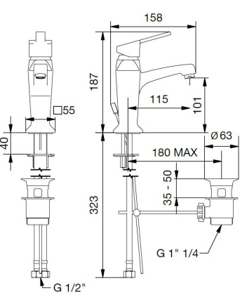 LEGEND-LSM2-03/24 Смеситель на раковину однорычажный с донным клапаном, золото, ручка золото LEGEND-LSM2-03/24 Смеситель на раковину однорычажный с донным клапаном, золото, ручка золото
