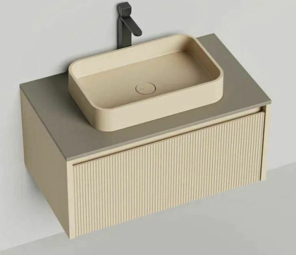 Подвесная тумба Domino 800, эмаль, фрезерованный фасад