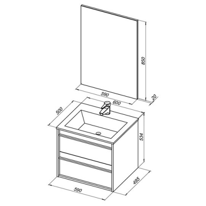 Мебель для ванной Aquanet Lino 60 Дуб Веллингтон Мебель для ванной Aquanet Lino 60 Дуб Веллингтон