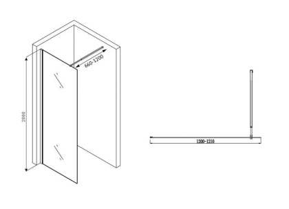 Душевая перегородка ABBER Immer Offen AG61120B Душевая перегородка ABBER Immer Offen AG61120B