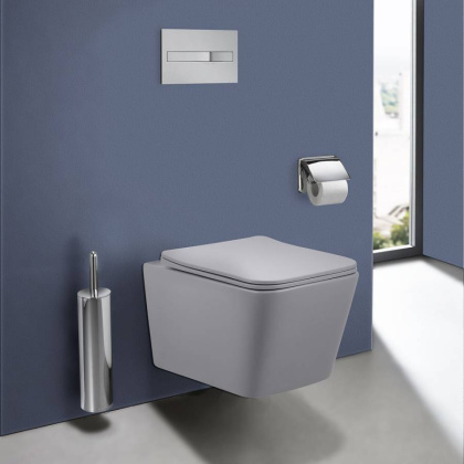 Унитаз подвесной Q-Line VT1-12MG безободковый, цвет матовый серый, ультратонкое сиденье soft-close Унитаз подвесной Q-Line VT1-12MG безободковый, цвет матовый серый, ультратонкое сиденье soft-close