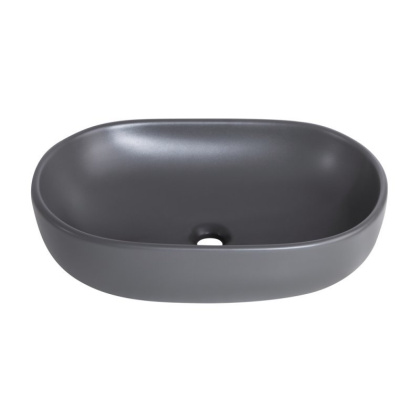 Раковина накладная керамическая, овальная, чёрная матовая, BB1084-H301, 600x420x140