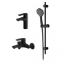 F42990A00 Gem, набор 3в1: Смеситель д/умывальника, Смеситель д/ванны/душа, душевой комплект, Черный, шт.