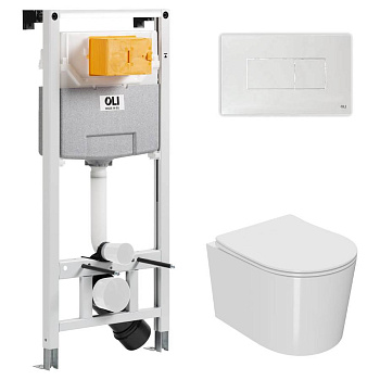 Сет: OLI 120 ECO Sanitarblock pneumatic+Панель KARISMA,бел., OLI + Унитаз Point Веста PN41701