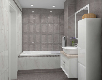 Плитка настенная 6342 Гран Пале серый (25см*40см*6,9мм) (11шт/1,1м2) , м2 Плитка настенная 6342 Гран Пале серый (25см*40см*6,9мм) (11шт/1,1м2) , м2