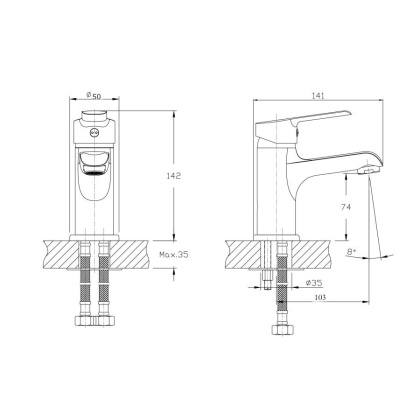 Смеситель для умывальника RUSH Victoria (VI7135-11)