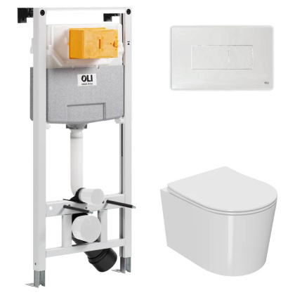 Сет: OLI 120 ECO Sanitarblock pneumatic+Панель KARISMA,бел., OLI + Унитаз Point Веста PN41701