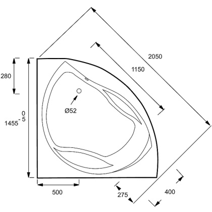 Экран для ванны E6047RU-00 Jacob Delafon Presquile белый (145см*145см)угловая, шт
