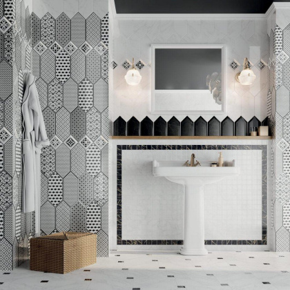 Декор 1 HGD\A480\35006 Келуш Черный/Белый (34см*14см*6,9мм) (10шт/0,476м2) Орнамент, шт