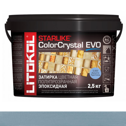Затирка эпоксидная STARLIKE COLOR CRYSTAL EVO, S.820 Azzurro Taormina 2,5кг Затирка эпоксидная STARLIKE COLOR CRYSTAL EVO, S.820 Azzurro Taormina 2,5кг
