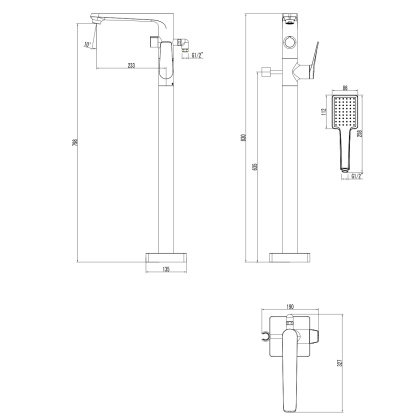 Смеситель Lemark Bronx LM3744GM для ванны, напольный Смеситель Lemark Bronx LM3744GM для ванны, напольный