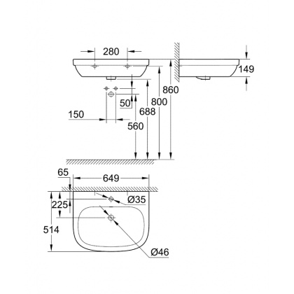 Раковина GROHE Euro Ceramic 65 см, с гигиеническим покрытием, альпин белый (3932300H) Раковина GROHE Euro Ceramic 65 см, с гигиеническим покрытием, альпин белый (3932300H)