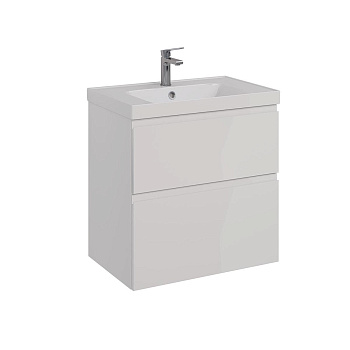 Тумба Lemark VEON 70см под 1 раковину, подвесная/напольная, 2 ящика, цвет корпуса, фасада: Белый глянец