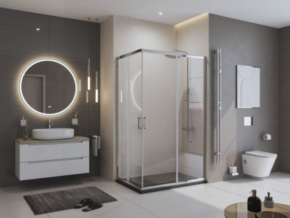 TRAY-MR-UNO-AH-180/80-35-W-CR Поддон из искусственного мрамора в комплекте с сифоном с декоративной накладкой (хром)