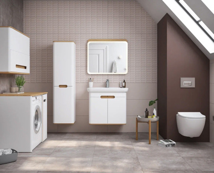 Пенал Sentо, с корзиной для белья, 40 см, цвет матовый белый, правосторонний  ( ножки 61069 заказываются отдельно )