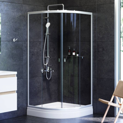 W88E-205-090MT64 X-Joy Twin Slide,  Душевое ограждение c поддоном, 90x90, профиль мат Хром