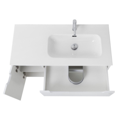 Тумба с раковиной подвесная с двумя ящиками и одной дверцей BelBagno ETNA 120 Bianco Lucido левая, раковина белая Тумба с раковиной подвесная с двумя ящиками и одной дверцей BelBagno ETNA 120 Bianco Lucido левая, раковина белая