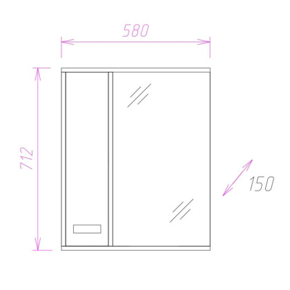 Шкаф-зеркало Onika Гамма 58 ясень шимо/венге, левый, с подсветкой Шкаф-зеркало Onika Гамма 58 ясень шимо/венге, левый, с подсветкой