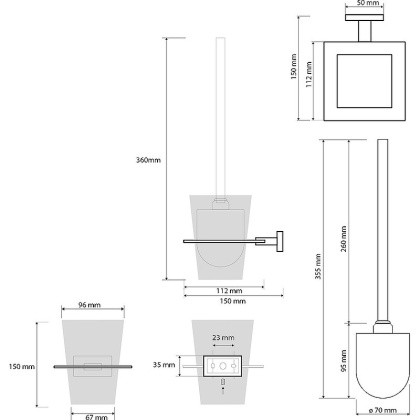 Ёршик, подвесной (стекло), щётка белая