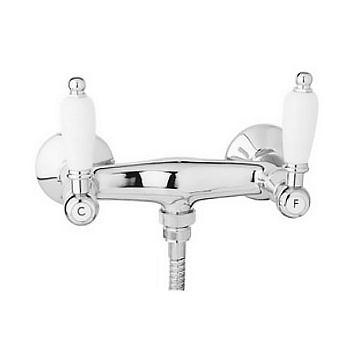 FIRST-DS-03/24-Bi Смеситель для душа Исполнение: Золото 24 карат, Ручки: Белые 