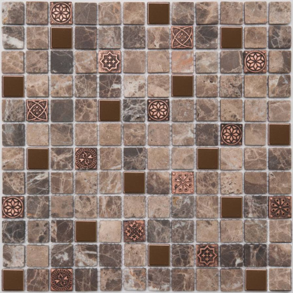 Мозаика K 716 камень матовый, метал (23*23*8) 298*298