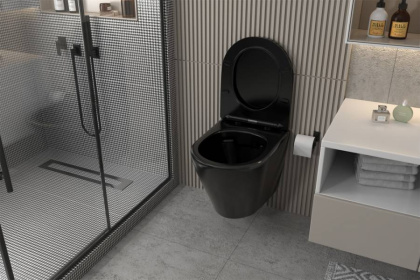 Унитаз ABBER Bequem AC1102MB подвесной черный матовый, безободковый Унитаз ABBER Bequem AC1102MB подвесной черный матовый, безободковый