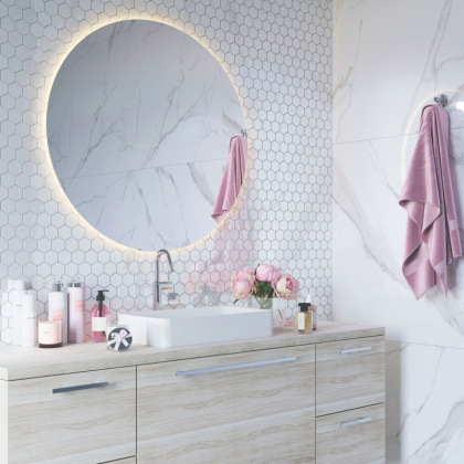 Керамическая мозаика, Hexagon small White Glossy 51x59, Geometry