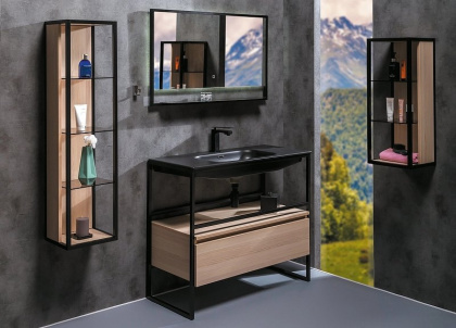 Пенал LOFT высокий light wood, полки стекло 896-L Boheme