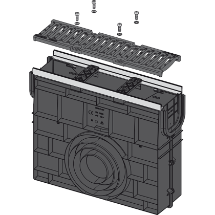 Пескоуловитель для дренажного канала AVZ103 с металлической рамой и чугунной решеткой C250