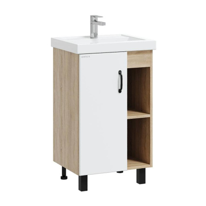 Тумба Onika Тимбер 50 напольная, белая мат./дуб сонома (ум. Фостер 50)