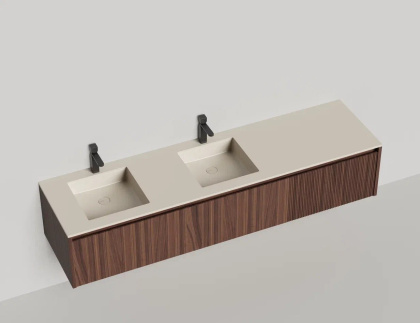 Подвесная тумба Domino 2000, шпон, для двух встраиваемых раковин, с фрезеровкой