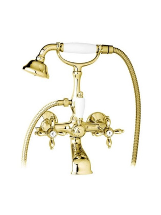 NOSTALGIA-VD-01-Bi Смеситель для ванны с ручным душем Исполнение: Хром, Ручки: Белый  NOSTALGIA-VD-01-Bi Смеситель для ванны с ручным душем Исполнение: Хром, Ручки: Белый