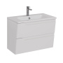 Тумба Lemark MIANO 80см под 1 раковину, подвесная, 2 ящика, цвет корпуса, фасада: Белый глянец