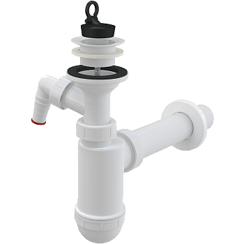 Сифон для умывальника DN40 со штуцером и пластмассовой peшeткой DN63 Сифон для умывальника DN40 со штуцером и пластмассовой peшeткой DN63