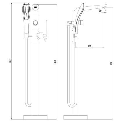 Смеситель Lemark Melange LM4944CW для ванны, напольный Смеситель Lemark Melange LM4944CW для ванны, напольный