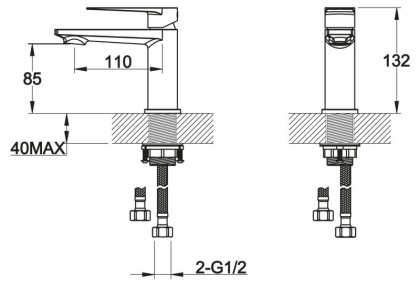 CARIN Смеситель для раковины, без донного клапана, хром CAR-LVM-CRM