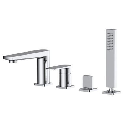 CARIN Смеситель на борт ванны однорычажный с ручным душем, хром CAR-VIM4-CRM