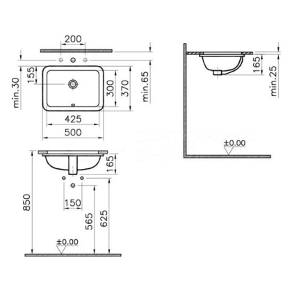 S20 Раковина встраиваемая снизу 43cm-цвет белый S20 Раковина встраиваемая снизу 43cm-цвет белый