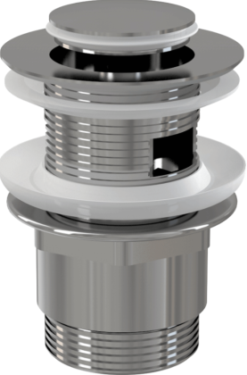 Донный клапан сифона для умывальника CLICK/CLACK 5/4", цельнометаллический с переливом и малой заглушкой Донный клапан сифона для умывальника CLICK/CLACK 5/4", цельнометаллический с переливом и малой заглушкой