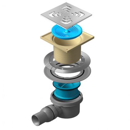 13000006 Точечный трап 150х150 мм Confluo Standard Square 2, металл с перфорацией Square, без рамки Исполнение: Хром  13000006 Точечный трап 150х150 мм Confluo Standard Square 2, металл с перфорацией Square, без рамки Исполнение: Хром