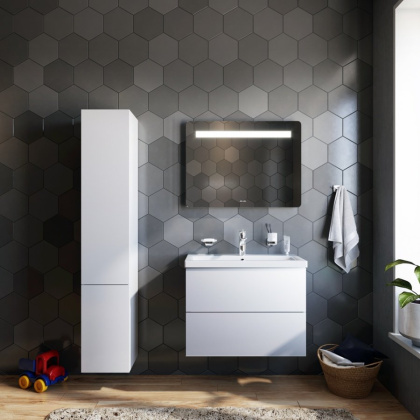 M90CHL0306WG GEM, шкаф-колонна, подвесной, левый, 30 см, двери, push-to-open, цвет: Белый, глянец