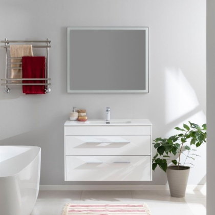 Зеркало Aquanet Гласс 100 белый LED Зеркало Aquanet Гласс 100 белый LED